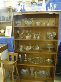 elegant glassware,  childs/doll highchair