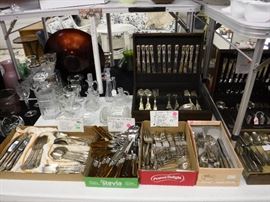 Eme Inox Italy Napolean Resin/stainless flatware, LBL EPZING Italy Silverplate Flatware w/box, Misc sets of flatware (No solid sterling), Cut glass Decanters