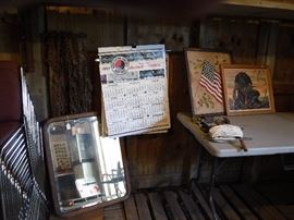 Railroad calanders, Oak framed mirror