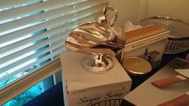 Sterling plate sugar scoop