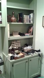 Some books, office supplies, bric-a-brac