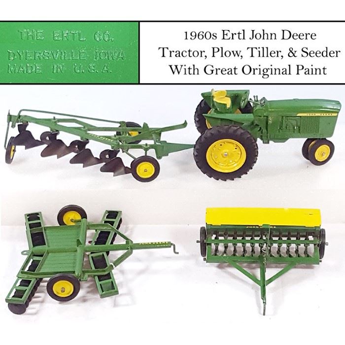 Toys Ertl John Deere Tractor Tiller Plow Seeder