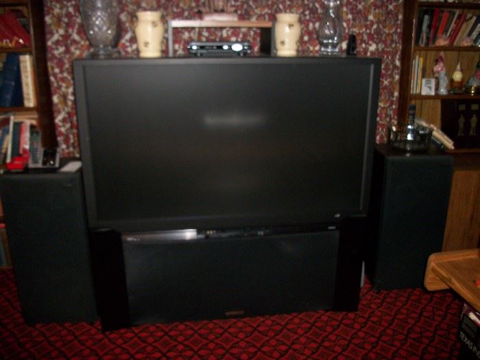 giant projection screen tv (sold as is since we have no way of seeing if it works with cable off)