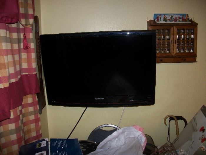Flat screen TV mounted on wall