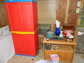 sprinkler heads, storage unit, tins, etc.