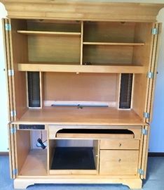 Cabinet desk set up with doors