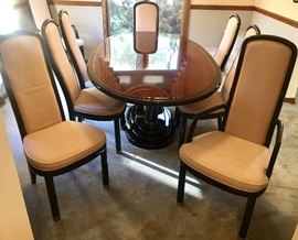 Henredon scene 3 oval pedestal dining table with 8 chairs & leaves