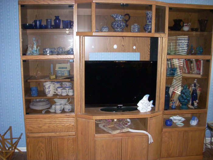 Entertainment Center with great spaces for Display or Storage     (TV shown is Sold)