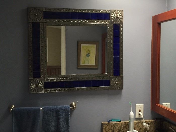 Blue Tile & Silver Mirror