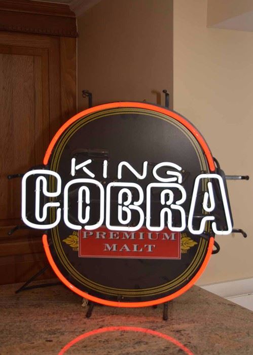 King Cobra Premium Malt Beer Neon Light Bar Sign, (Works!)