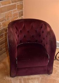 Purple Tufted Armchair (Has Discoloration)