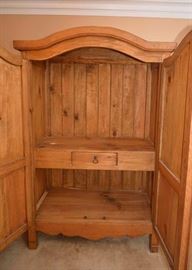 Pine Wardrobe / Armoire with Rustic Hardware, From Mexico (Measures approx. 48" wide x 26" deep x 76.25" high. Excellent Condition)