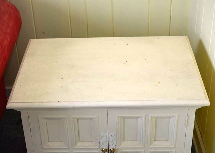 Shabby Chic Ivory Painted Square Cabinet Side Table