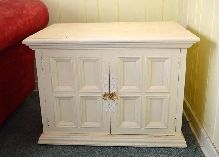 Shabby Chic Ivory Painted Square Cabinet Side Table
