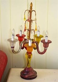 Vintage Colored Glass Lighted Candelabra