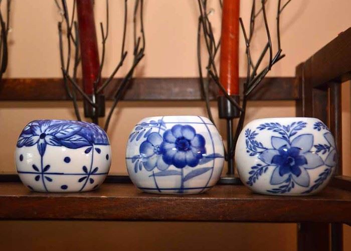 Blue & White Votive Candle Holders