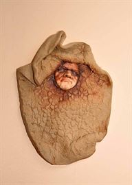 Slab Pottery Clay Wall Hanging with Face
