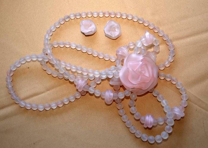 Women's Costume Jewelry - Glass Necklace & Earring Set