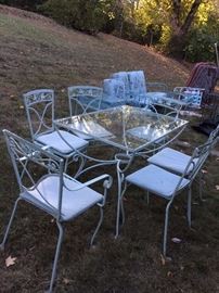 #78 glass top table w 6 metal chairs 30x47x29 $225 — at Vincent Rd Huntsville 35802 Call 256-656-989fiv