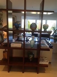 Standing wall unit with art glass