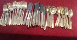 National Silver Co Sterling silver flatware service for 12 plus, 71 pieces total, 72.5 ounces, five piece place settings