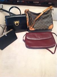 Designer handbags - Ferragamo, Louis Vuitton, Cartier, vintage clutch with marcasites