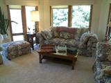 3 piece Living Set, mission style table. Bakelite Backgammon set.