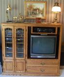 Newer electronics and entertainment center.