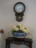 Ethan Allen figure 8 clock. Pierced side table.