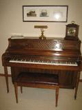 Piano, Howard Miller clock & misc.