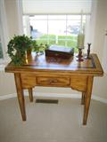 Versatile folding/open top painted table.