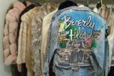 6 fur coats, including minks, fox and rabbit. Vintage Tony Alamo Beverley Hills denim jacket with Swarovski Crystals.
