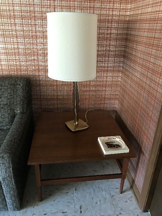 Mid Century Modern Lamp and Large Side Table