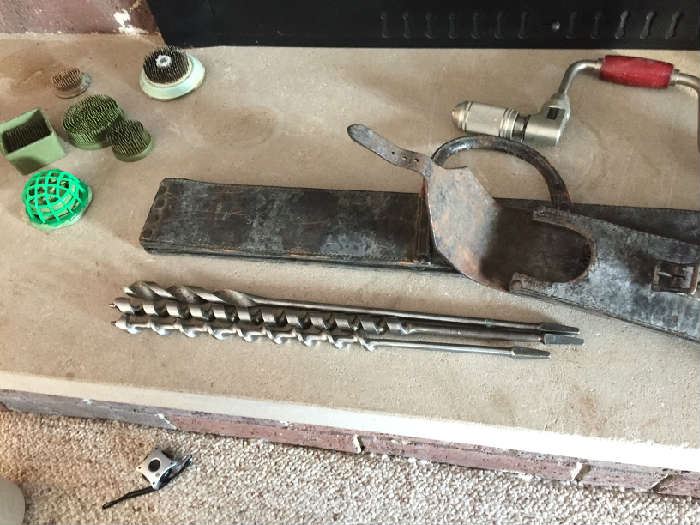 Antique Large Drill Bits and Flower Frogs