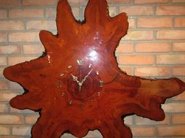 Large Crosscut Wooden Clock