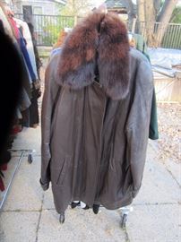 Leather Jacket with fur collar