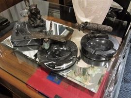 Bronze and Marble ashtrays