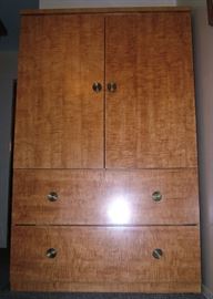 A beautiful Burl Wood Over Oak Veneer Armoire. Brand New. 