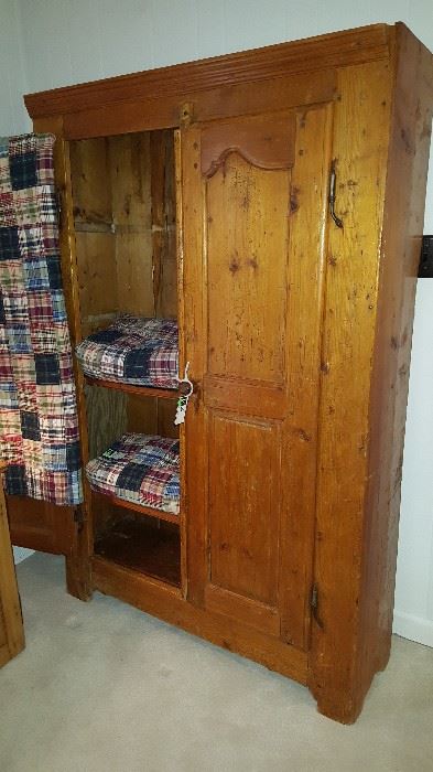 Primitive French Pine Cupboard. 