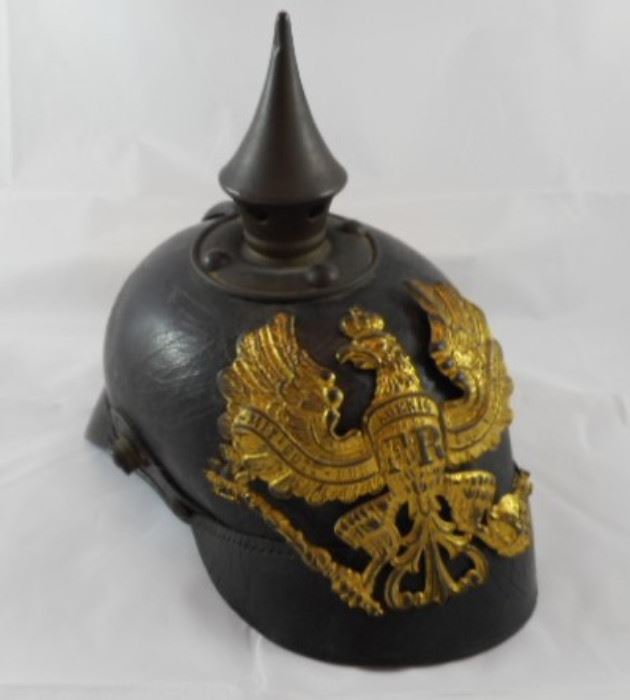 Antique WWI German Pickelhaube Leather Helmet