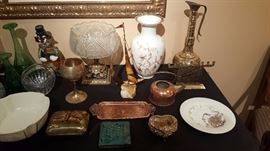 Brass items, brass purse, brass goblet