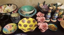 Studio B candleholders, Dotti Potts bowls, Paradise treasure bowl