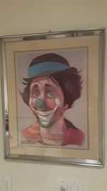 Signed Chuck Oberstein clown print