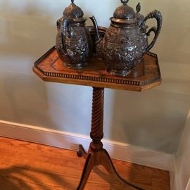 Inlaid candle stand with gallery