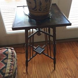 antique bamboo table  with painted & lacquered top