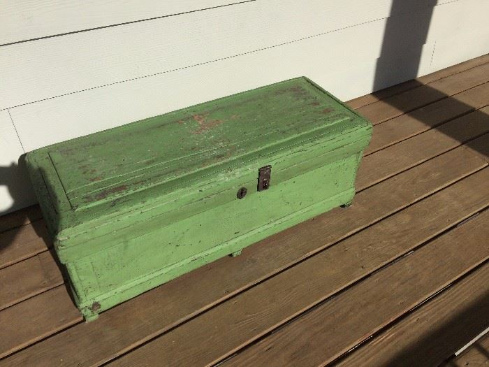Green painted primitive box
