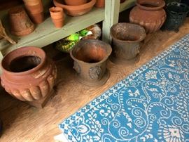 two (2) pairs of Cast Iron Planters  - the pair in the center are Very Good