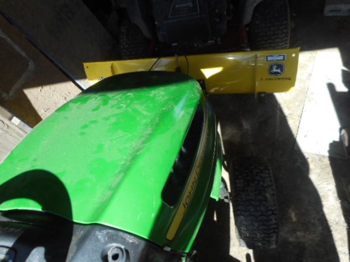 John Deere 100 series with 48' deck Riding Mower with 46' Snow Blade
