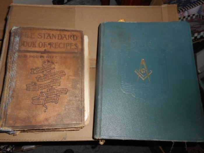 Antique cook book and Antique Masons Bible