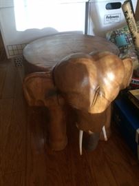Wood elephant stand or stool